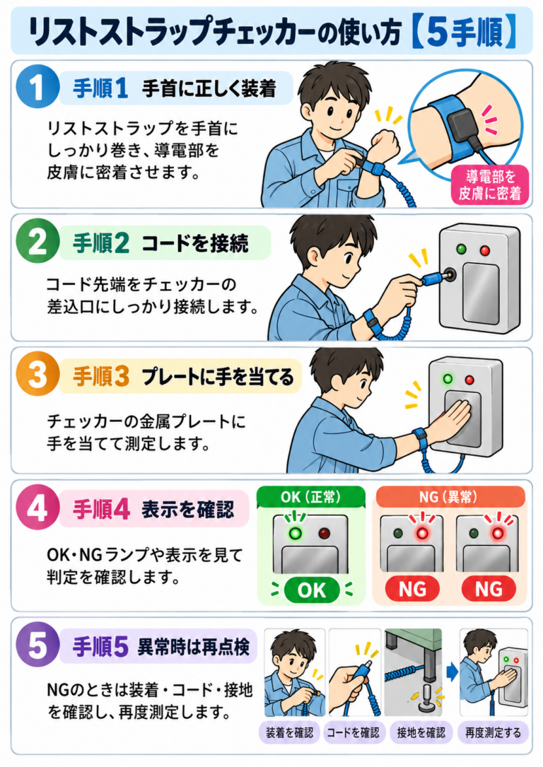 静電気防止リストバンドの正しい使い方・点検方法・管理基準【図解】