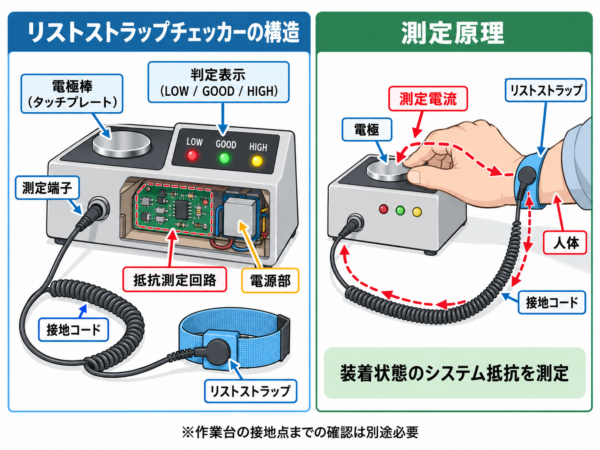 リストストラップチェッカーの構造と測定原理